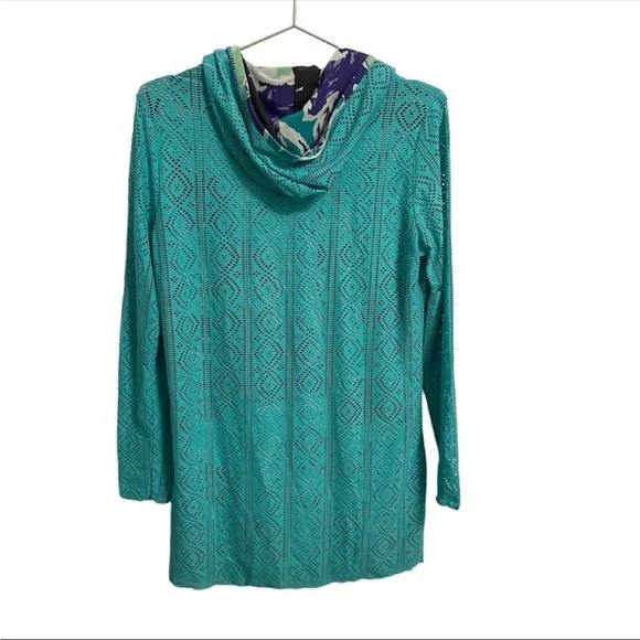 Title Nine Amphib Tunic Swim Coverup Turquoise XS Hood - Picture 2 of 8